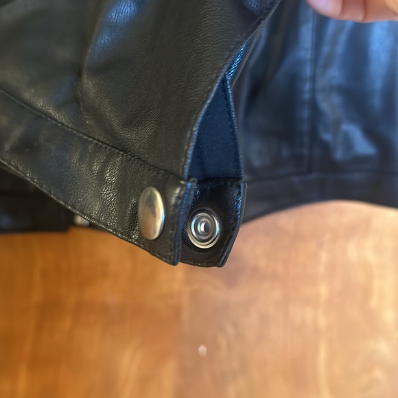 Fun Chico’s Moto faux leather black jacket with jeweled collar — Size 3 - Picture 5 of 8